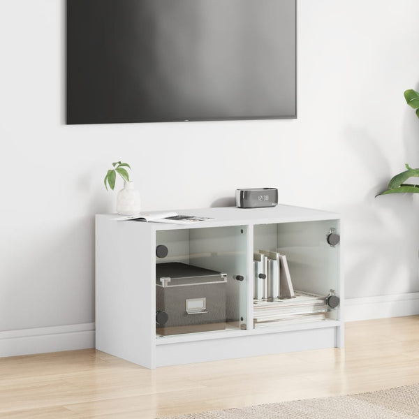 Weißer TV-Schrank mit Glastüren 68x37x42 cm