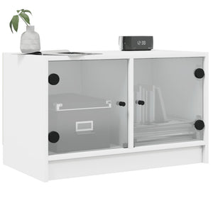 Weißer TV-Schrank mit Glastüren 68x37x42 cm