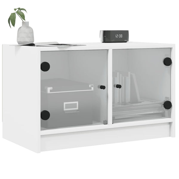 Weißer TV-Schrank mit Glastüren 68x37x42 cm