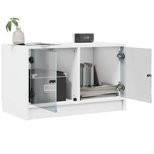 Weißer TV-Schrank mit Glastüren 68x37x42 cm