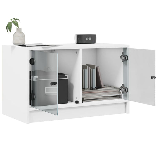 Weißer TV-Schrank mit Glastüren 68x37x42 cm
