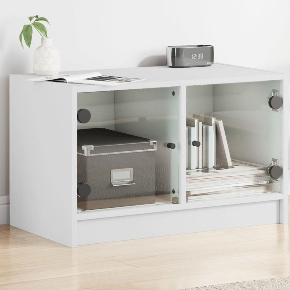 Weißer TV-Schrank mit Glastüren 68x37x42 cm