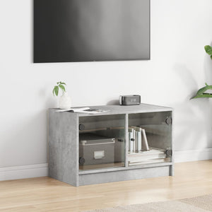 TV-Schrank Betongrau mit Glastüren 68x37x42 cm