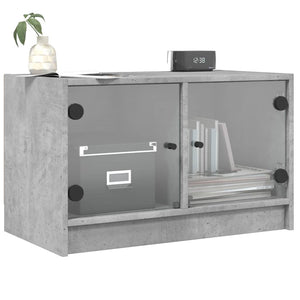 TV-Schrank Betongrau mit Glastüren 68x37x42 cm