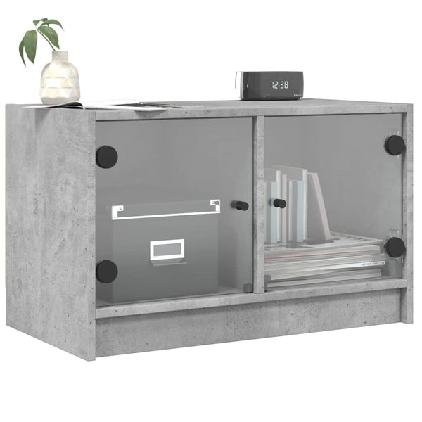TV-Schrank Betongrau mit Glastüren 68x37x42 cm