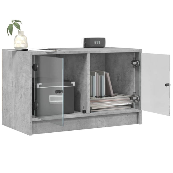 TV-Schrank Betongrau mit Glastüren 68x37x42 cm