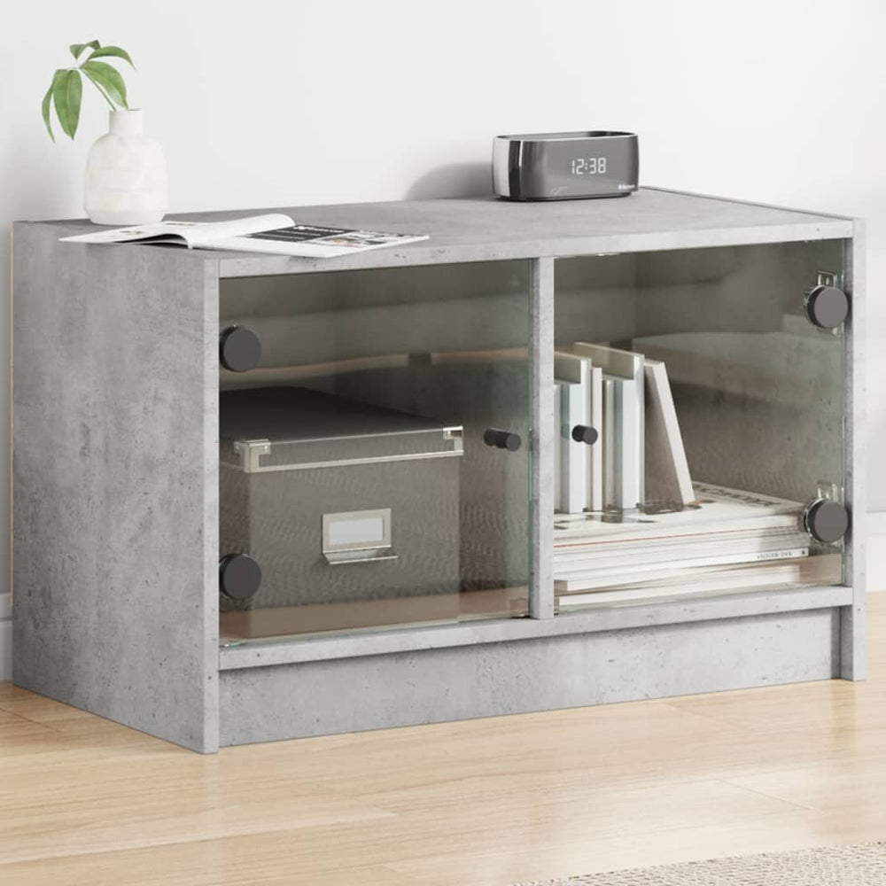 TV-Schrank Betongrau mit Glastüren 68x37x42 cm