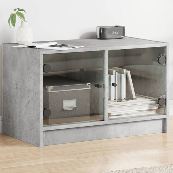TV-Schrank Betongrau mit Glastüren 68x37x42 cm