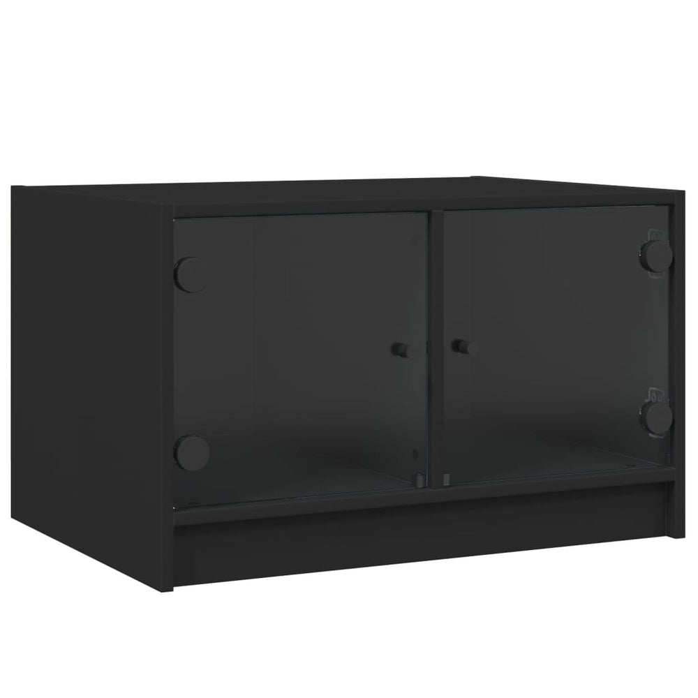 vidaXL Coffee Table with Glass Doors Black 68x50x42 cm