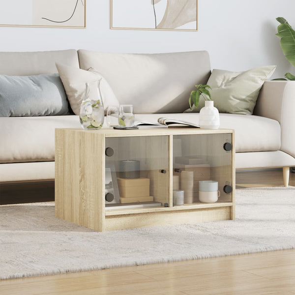 Couchtisch Sonoma Eiche mit Glastüren 68x50x42 cm