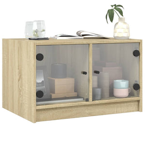 Couchtisch Sonoma Eiche mit Glastüren 68x50x42 cm