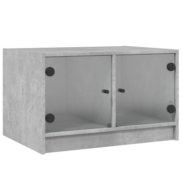 Betongrauer Couchtisch mit Glastüren