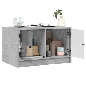 Betongrauer Couchtisch mit Glastüren