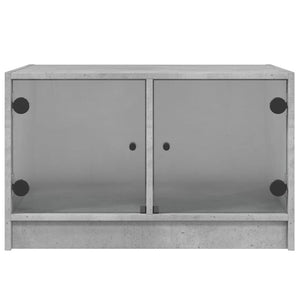 Betongrauer Couchtisch mit Glastüren