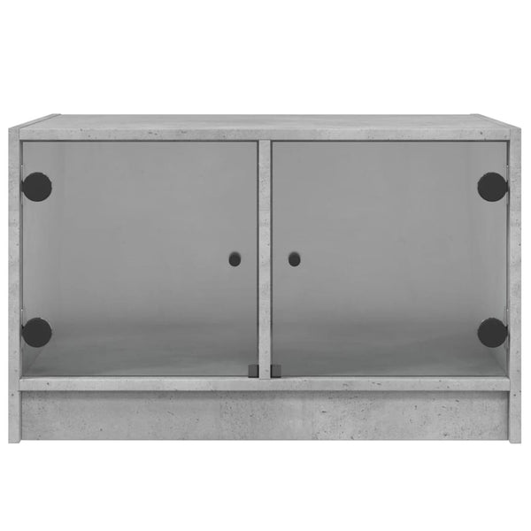Betongrauer Couchtisch mit Glastüren