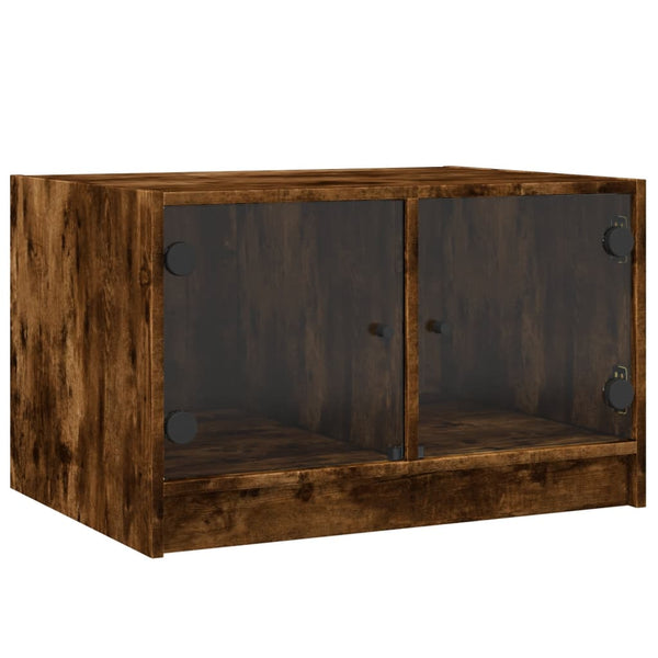 Couchtisch Räuchereiche mit Glastüren 68x50x42 cm