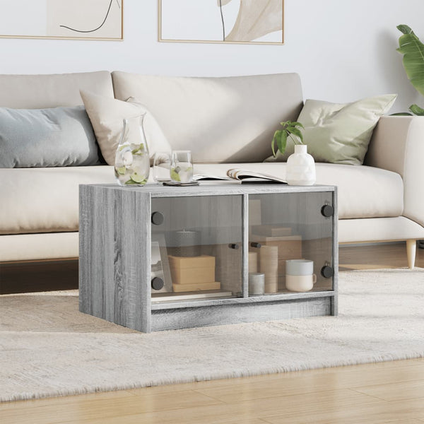 Couchtisch Grau Sonoma mit Glastüren 68x50x42 cm