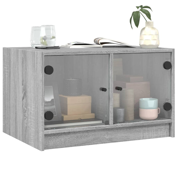 Couchtisch Grau Sonoma mit Glastüren 68x50x42 cm