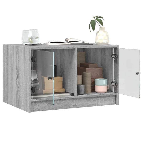 Couchtisch Grau Sonoma mit Glastüren 68x50x42 cm