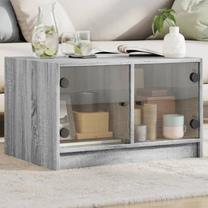 Couchtisch Grau Sonoma mit Glastüren 68x50x42 cm