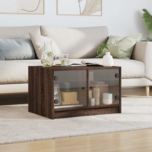 Couchtisch Braun Eichen-Optik mit Glastüren