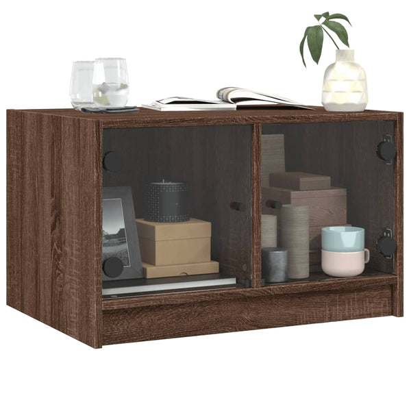 Couchtisch Braun Eichen-Optik mit Glastüren