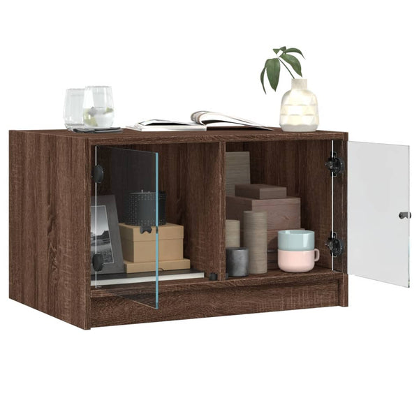 Couchtisch Braun Eichen-Optik mit Glastüren