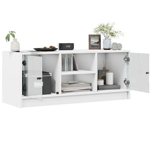 Weißer TV-Schrank mit Glastüren 102 cm