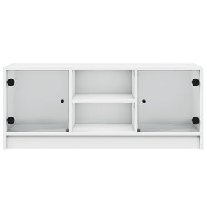 Weißer TV-Schrank mit Glastüren 102 cm