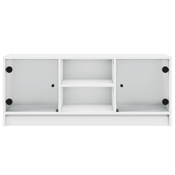 Weißer TV-Schrank mit Glastüren 102 cm