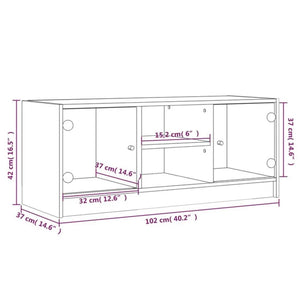 Weißer TV-Schrank mit Glastüren 102 cm