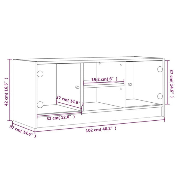 Weißer TV-Schrank mit Glastüren 102 cm