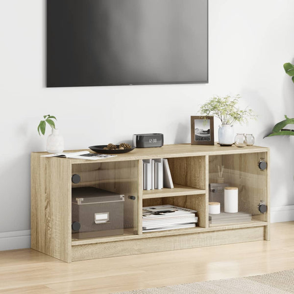 TV-Schrank Sonoma-Eiche mit Glastüren 102 cm