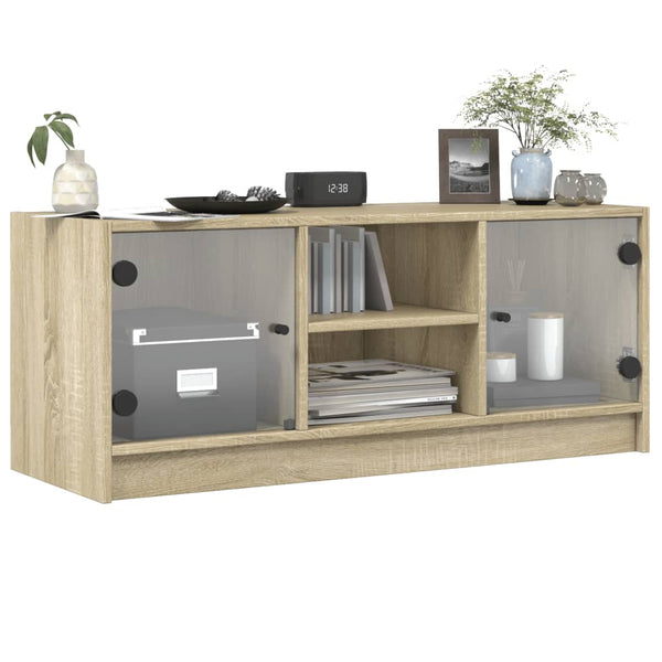 TV-Schrank Sonoma-Eiche mit Glastüren 102 cm