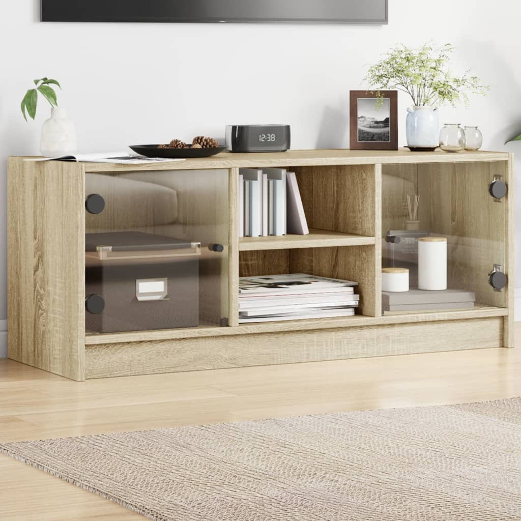TV-Schrank Sonoma-Eiche mit Glastüren 102 cm