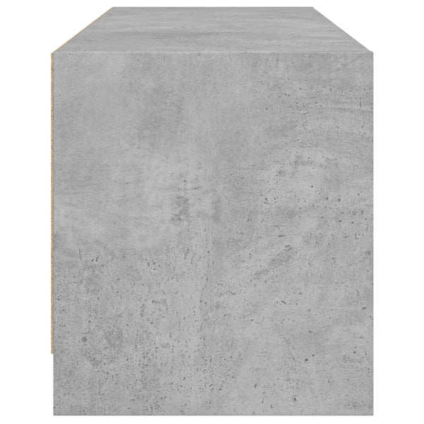 vidaXL Meuble TV avec portes en verre Gris béton 102x37x42 cm
