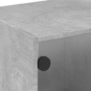 vidaXL Meuble TV avec portes en verre Gris béton 102x37x42 cm
