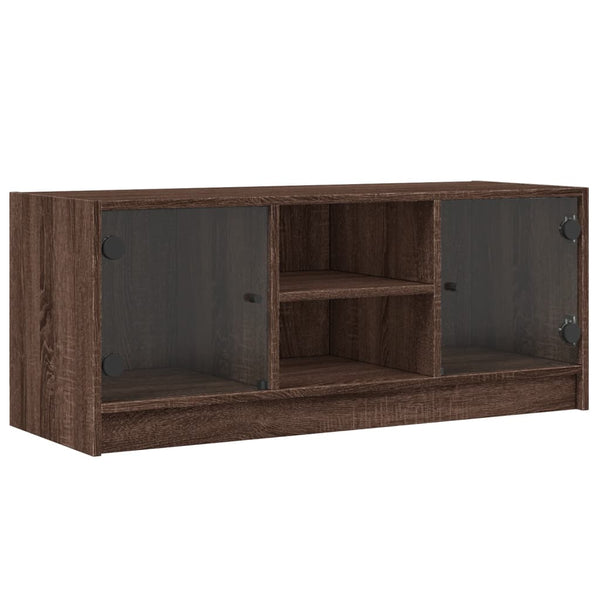 TV-Schrank Braun Eichen-Optik mit Glastüren