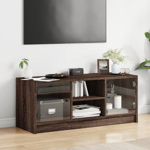 TV-Schrank Braun Eichen-Optik mit Glastüren