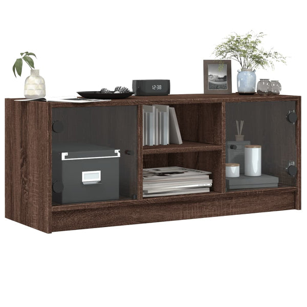 TV-Schrank Braun Eichen-Optik mit Glastüren