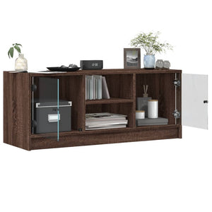 TV-Schrank Braun Eichen-Optik mit Glastüren
