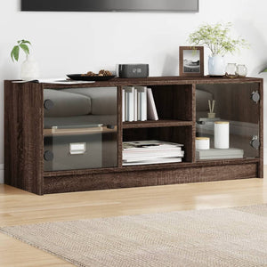 TV-Schrank Braun Eichen-Optik mit Glastüren