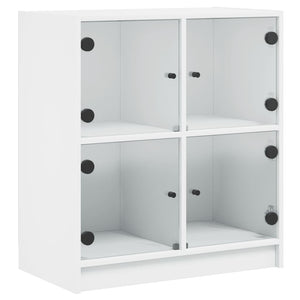 Beistellschrank Weiß mit Glastüren 68x37x75,5 cm