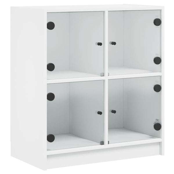 Beistellschrank Weiß mit Glastüren 68x37x75,5 cm