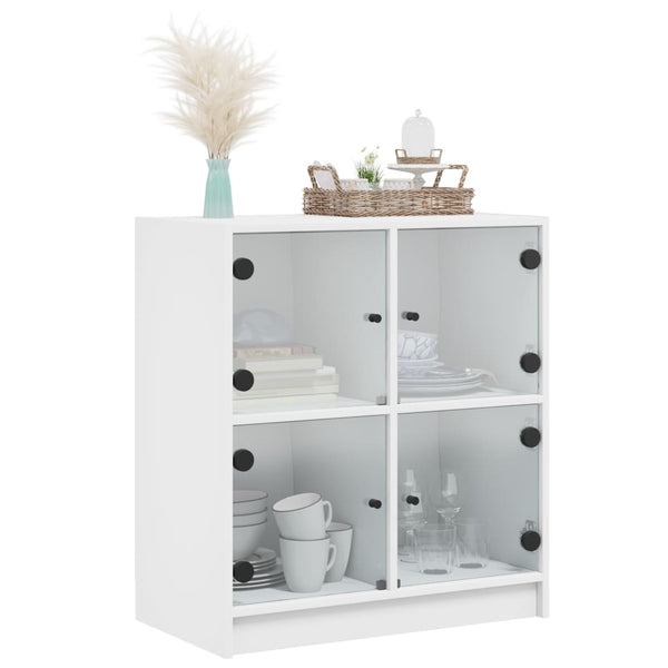 Beistellschrank Weiß mit Glastüren 68x37x75,5 cm