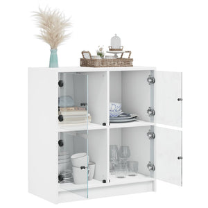 Beistellschrank Weiß mit Glastüren 68x37x75,5 cm