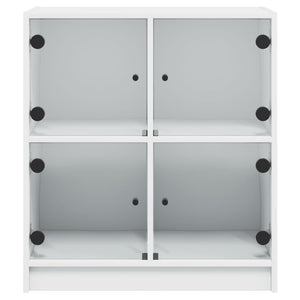 Beistellschrank Weiß mit Glastüren 68x37x75,5 cm