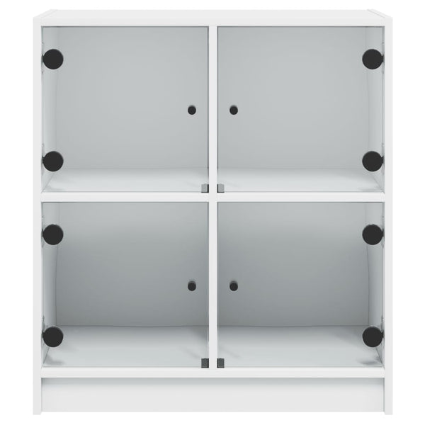 Beistellschrank Weiß mit Glastüren 68x37x75,5 cm