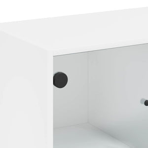 Beistellschrank Weiß mit Glastüren 68x37x75,5 cm