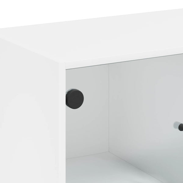 Beistellschrank Weiß mit Glastüren 68x37x75,5 cm